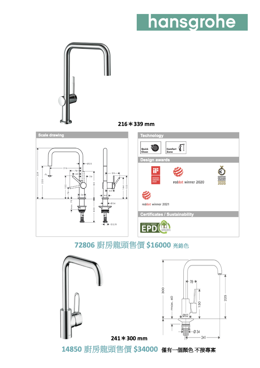 hansgrohe廚房龍頭局部目錄