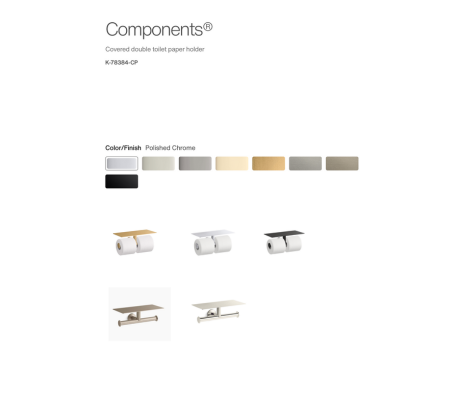 KOHLER Components™ Covered TP Assembly 平台式雙紙捲衛生紙架