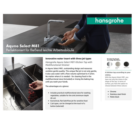 Hansgrohe Aquno Select M81 廚房龍頭